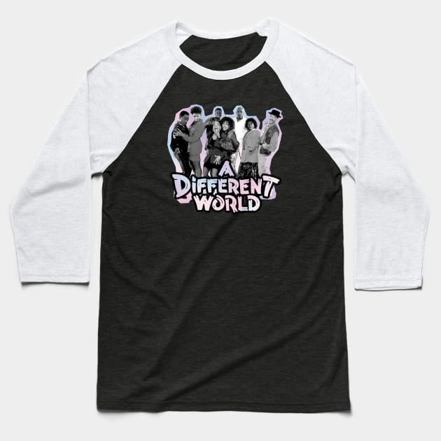 A Different World - vintage black and white Baseball T-Shirt by Cybord Design